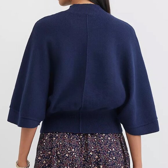 NWT LOFT Ribtrim Mock Neck Cape Sweater - Picture 2 of 10